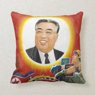 Coussin rouge de portrait de Kim Il-sung
