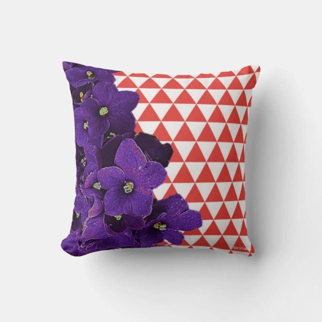 Coussin rouge de pyramide de violette africaine (Recto)