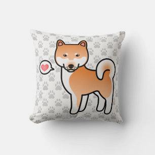 Coussin Rouge Dessin Animé Shiba Inu Amour
