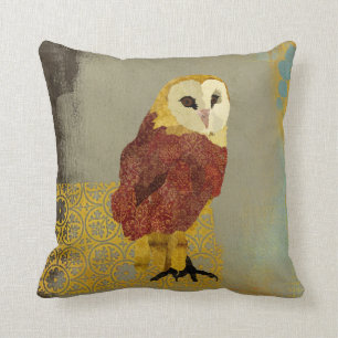 Coussin rouge d'or vintage de Mojo de hibou