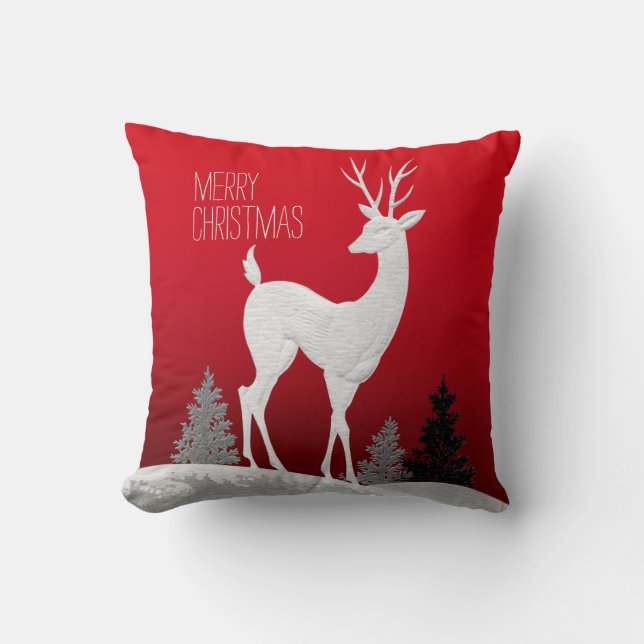 Coussin Rouge du cru | de renne de Joyeux Noël (Recto)