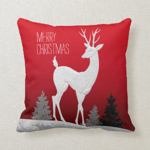 Coussin Rouge du cru   de renne de Joyeux Noël
