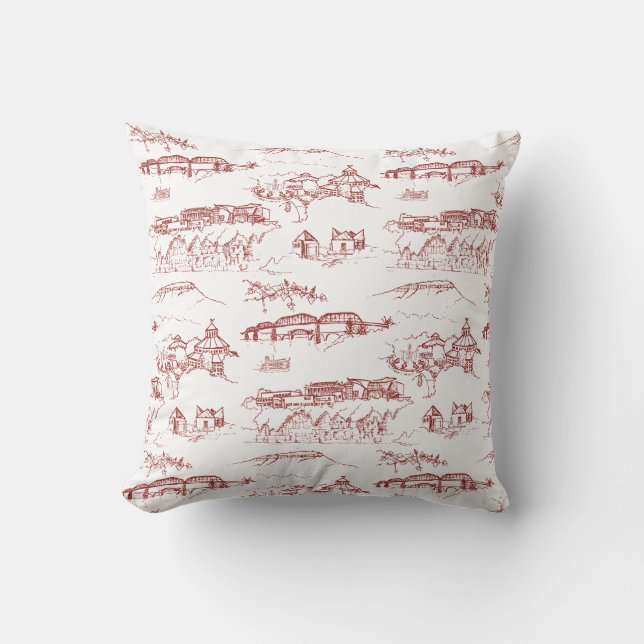 Coussin Rouge et blanc de Chattanooga Toile (Recto)