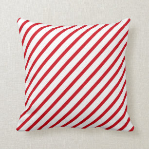 Coussin rouge et blanc de sucre de canne de rayure
