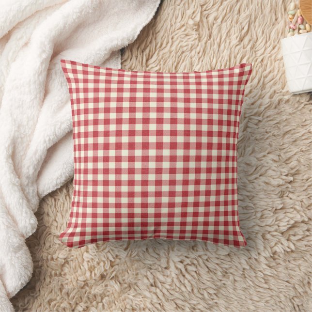Coussin Rouge et blanc En vichy Plaid À damiers Motif (Couverture)