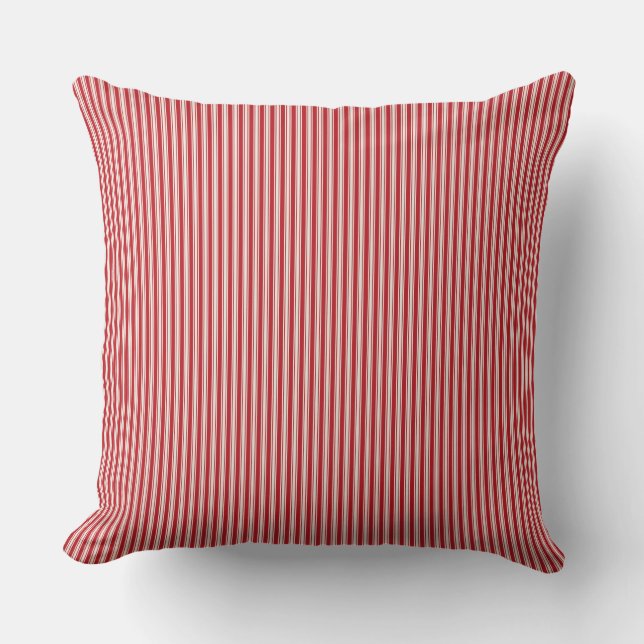 Coussin Rouge et Blanc Rayure à Tiques (Recto)