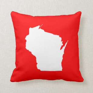 Coussin Rouge et Blanc Wisconsin