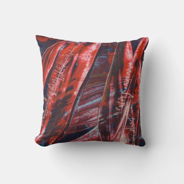Coussin Rouge et bleu Abstrait (Recto)