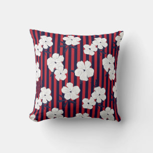 Coussin Rouge et bleu Floral botanique sans couture motif 