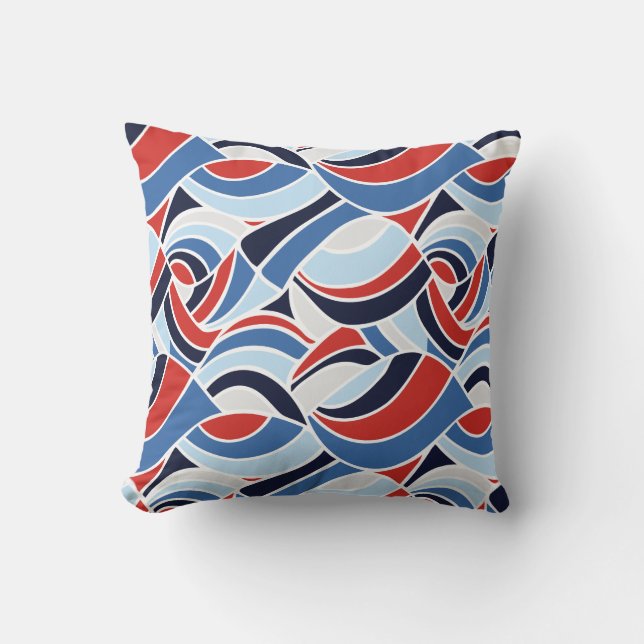 Coussin Rouge et bleu marine Conception abstraite Jeu d'or (Recto)