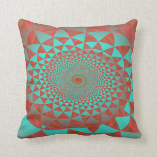 Coussin Rouge et carreau d'abrégé sur spirale de turquoise