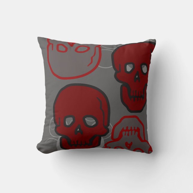 Coussin rouge et gris de crânes (Recto)
