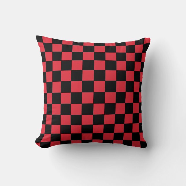 Coussin Rouge et Noir à Damier  (Recto)