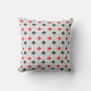 Coussin Rouge et noir Fleur De Lis Surface Motif Design