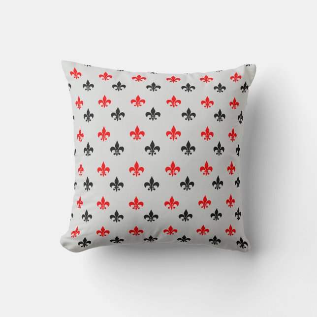 Coussin Rouge et noir Fleur De Lis Surface Motif Design (Recto)