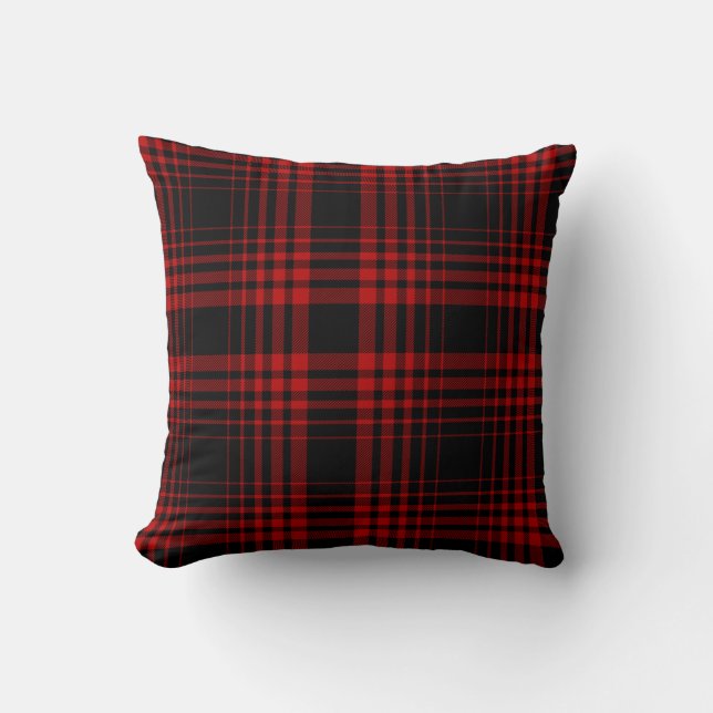 Coussin Rouge et noir tartan plaid écossais patte transpar (Recto)
