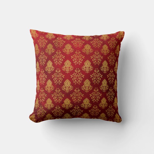 Coussin rouge et or damassé (Recto)