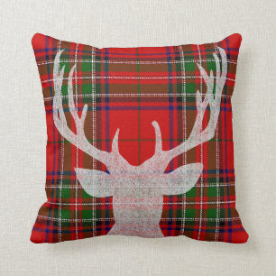Coussin rouge et vert de Noël de plaid avec des
