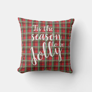 Coussin Rouge et vert Tartan Noël Plaid