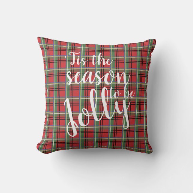 Coussin Rouge et vert Tartan Noël Plaid (Recto)