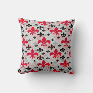 Coussin Rouge Fleur De Lis Surface Motif Design