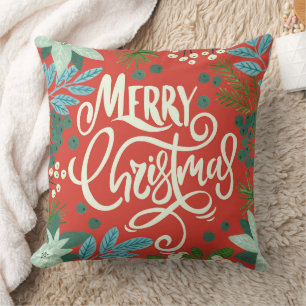 Coussin Rouge floral Notre premier Noël photo