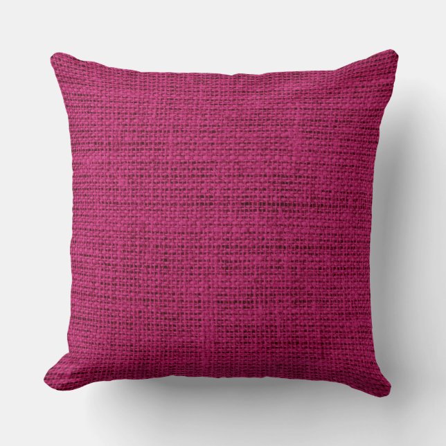 Coussin Rouge foncé Burlap Lin Rustique Jute (Recto)