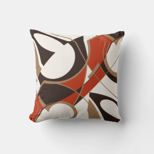 Coussin Rouge foncé Noir Tan Blanc Flacon incliné Abstrait