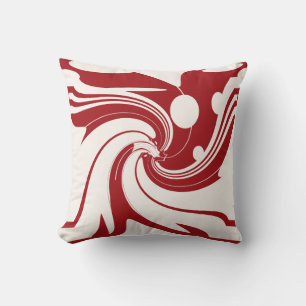 Coussin Rouge foncé sur blanc cassé Art moderne Abstrait