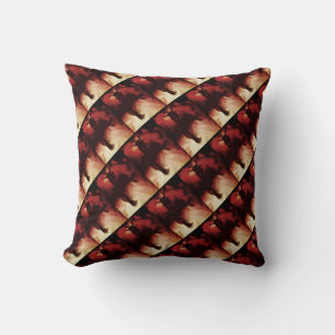 Coussin Rouge foncé Tan Batik Beige Batik Petits carreaux