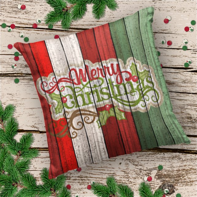 Coussin Rouge foncé Vert Patiné Planes Motif (Créateur téléchargé)