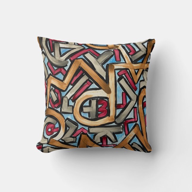Coussin Rouge géométrique gris de Mocha (Recto)