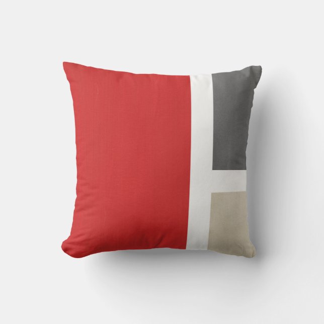 Coussin Rouge gris beige moderne (Recto)