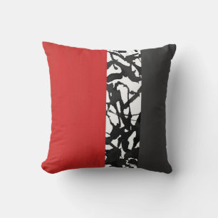 Coussin Rouge gris noir et blanc Abstrait moderne