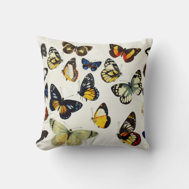 Coussin ROUGE JAUNE BLEU BLANC BUTTERFLIES Beauté Nature (Recto)