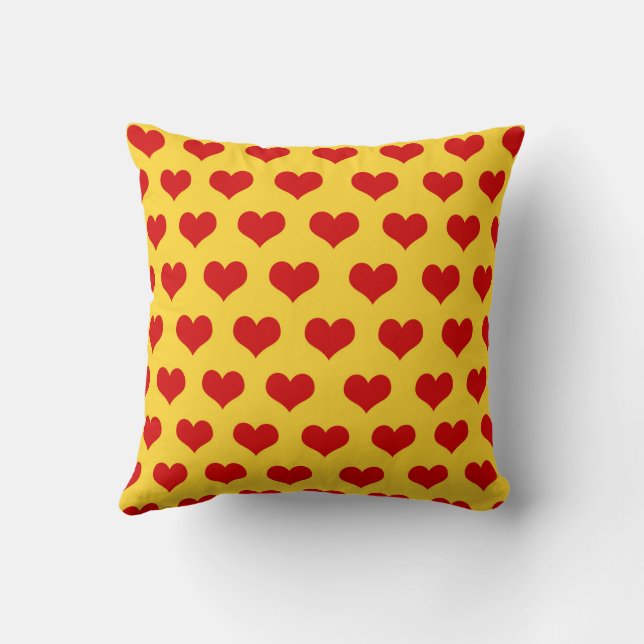 Coussin Rouge Jaune Mignon Cosy Moderne Romantique Chic Cœ (Verso)