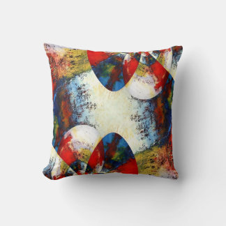 Coussin Rouge jaune moderne Bleu Bleu coloré Abstrait
