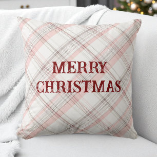 Coussin Rouge Joyeux Noël rose Plaid Motif moderne