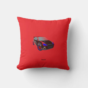 Coussin Rouge Minimaliste Photo Personnalisée Nom Personna