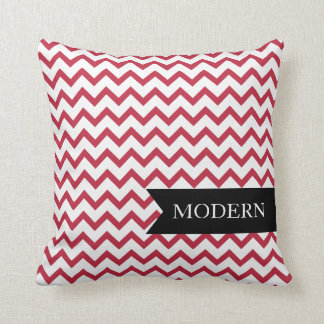 Coussin rouge moderne de zigzag