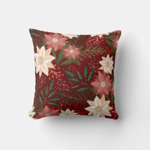 Coussin Rouge Moderne Fête De Noël Poinsettia Férié