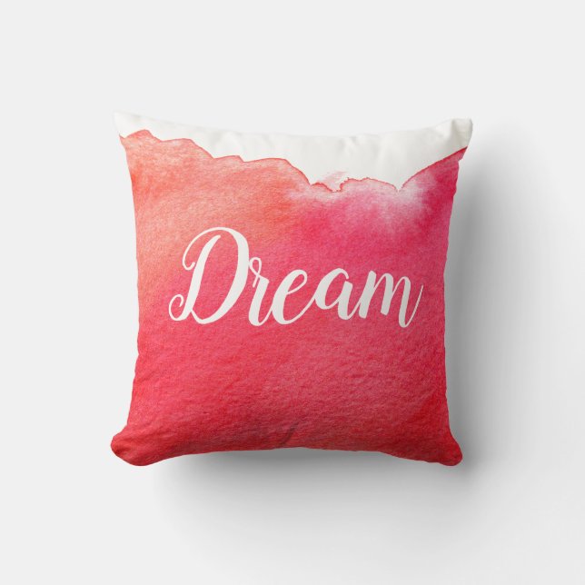 Coussin Rouge moderne simple aquarelle design avec rêve (Recto)