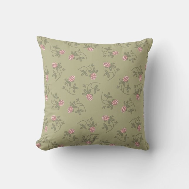 Coussin Rouge motif terre vert rose (Recto)