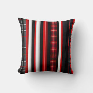 Coussin Rouge Noir Abstrait Plaid Collection tendance
