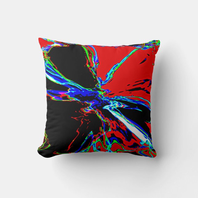 Coussin Rouge Noir Bleu Vert Joyau Abstrait Design (Recto)