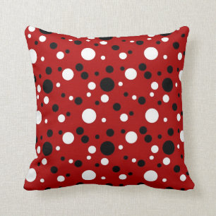 Coussin Rouge, noir et blanc