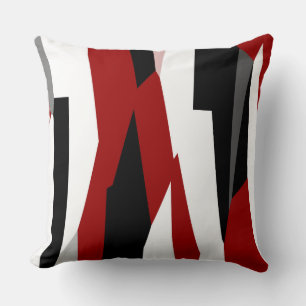 Coussin Rouge noir et blanc abstrait