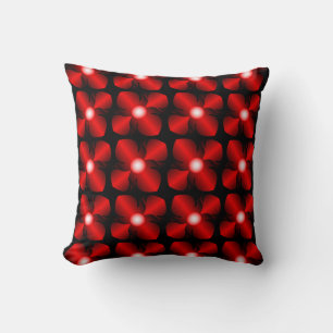 Coussin rouge & noir fleurs métalliques fleurs florales go