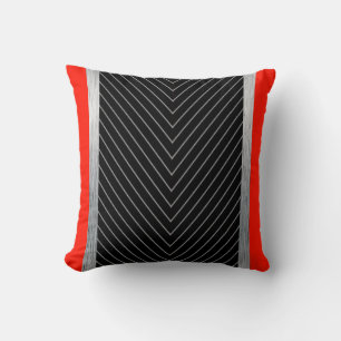 Coussin Rouge, noir, gris et blanc