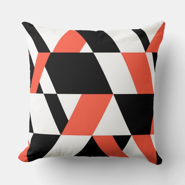 Coussin Rouge-noir, moderne, tendance, conception géométri (Recto)